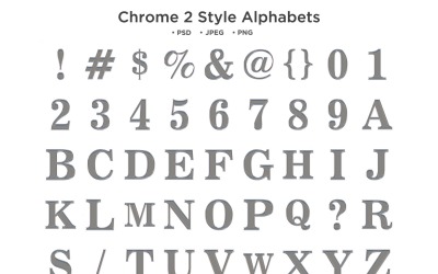 Chrome Style Alfabet, Abc Typografi