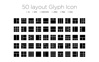 Conjunto de 50 plantillas de diseño de iconos de glifos