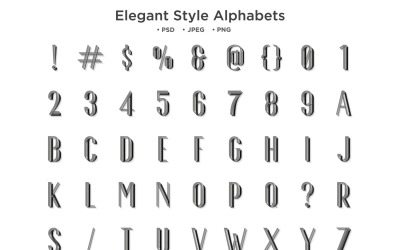 Elegáns stílusú ábécé, ABC tipográfia