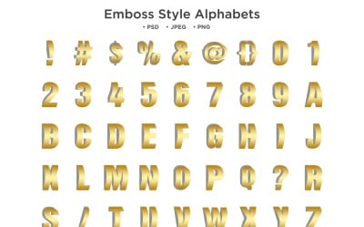 Emboss Style Alphabet, Abc Typography