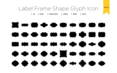 Etikettramform - Glyph With Frame - 50 _Set Vol 2