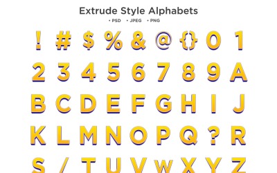 Extrude Style Alphabet, Abc Typography