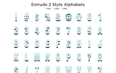 Extrudera 2 stil alfabetet, Abc typografi