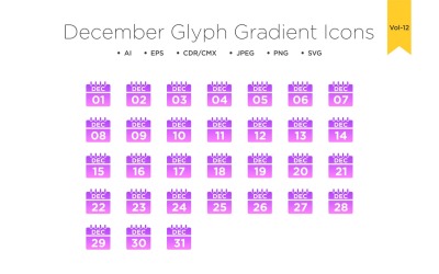 Grudniowa ikona gradientu glifu