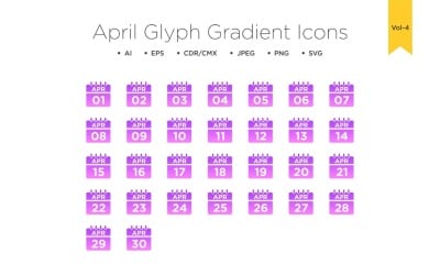 Ícone de gradiente de glifo de abril