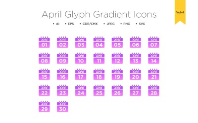 Icono de gradiente de glifo de abril