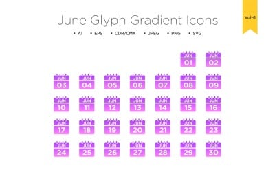 Juni Glyph Gradient Ikonuppsättning