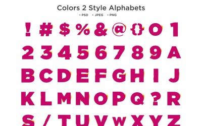 Kleuren 2 Stijl Alfabet, Abc Typografie