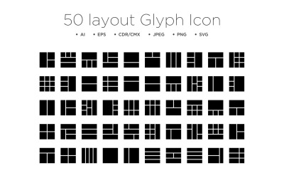 50 Layout Glyph Icon Design Template Set