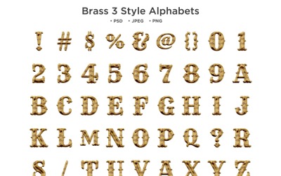 Mässing 3 stil alfabetet Abc typografi