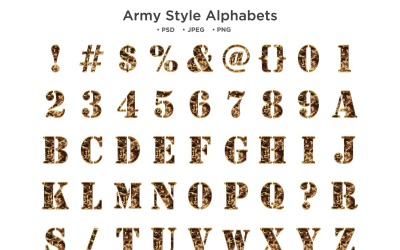 Tipografia Alfabeto Abc em Estilo Exército