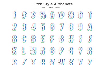 Glitch Style Alphabet, Abc Typography