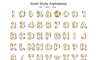 Gold Style Alphabet, Abc Typography