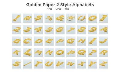 Golden Paper 2  Style Alphabet, Abc Typography