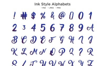Ink-Stil-Alphabet, Abc-Typografie