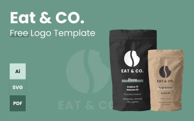 EAT &amp;amp; CO. – Kostenlose Minimal-Coffee Shop Logo Vorlage