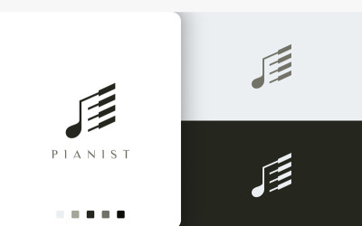 Egyszerű és modern zongorista logó