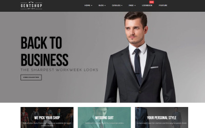 Elegancja — motyw Shopify na temat biurowej mody męskiej