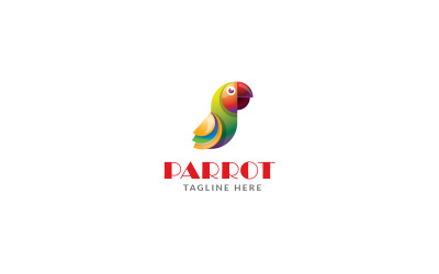 Modèle de conception de logo de couleur de perroquet