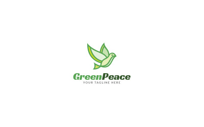 Modelo de design de logotipo verde da paz