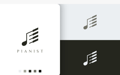 Simple and Modern Piano Player Logo