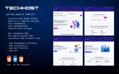 TECHHOST - HTML -шаблон веб -сайту та WHMCS -шаблон