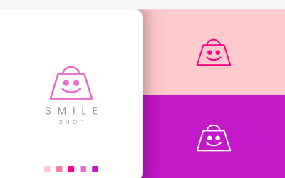 Bolsa Compras Sonrisa Logotipo Simple Moderno