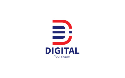 Digitális D betűs logó tervezősablon