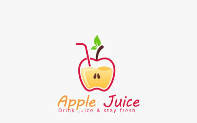 Fruit Juice Logo Concept For Apple With Glass Vector Design.