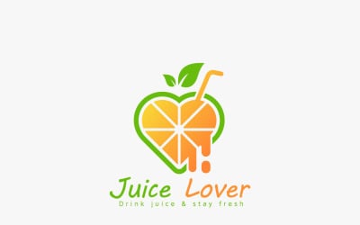 Juice Lover Succo d&amp;#39;arancia Logo Vector Design Template