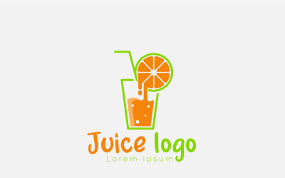 Logo di succo d&amp;#39;arancia con fetta d&amp;#39;arancia in vetro, bere naturale