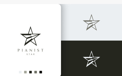 Logotipo de pianista moderno em forma de estrela