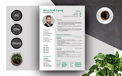 Plantilla de currículum de Willium Carry Creative And Complete