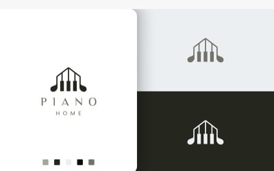 Simple and Modern Piano House Logo