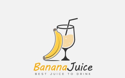 Succo Di Banana Succo Di Frutta Con Vetro Vector Logo