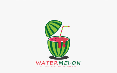Watermelon Juice Fruit Juice Logo With Glass Vector Template