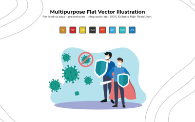 Bojujte s Coronou - plochý vektorový ilustrace design