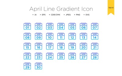 April lijn verloop Icon Set