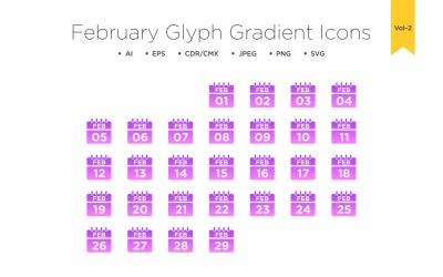Februar Glyphen-Verlaufssymbol