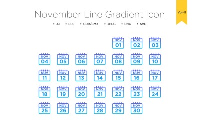 Ícone de gradiente de linha de novembro