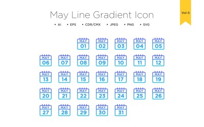Mei lijn verloop Icon Set