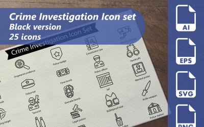 Modello di set di icone della linea di indagine sulla criminalità