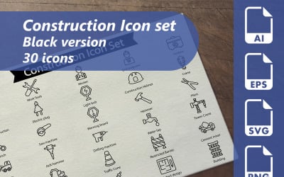 Plantilla de conjunto de iconos de línea de construcción