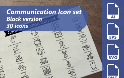 Šablona sady ikon komunikační linky