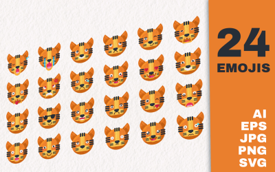 Tiger Cartoon Emoji Vector Set