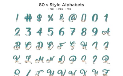 Abeceda stylu 80. let, abc typografie