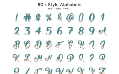 Alfabet w stylu lat 80., typografia ABCc
