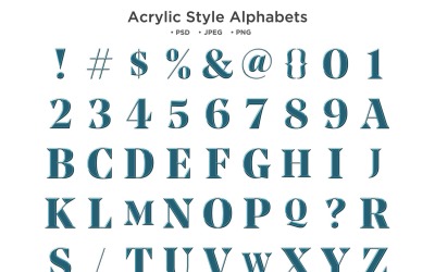 Alphabet im Acryl-Stil, Abc-Typografie