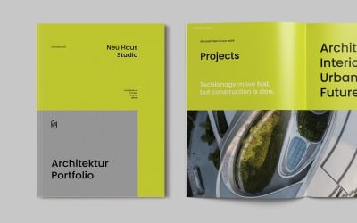 Plantillas de revistas de portafolio de folletos de arquitectura creativa