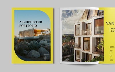Plantillas de revistas de portafolio de folletos de arquitectura